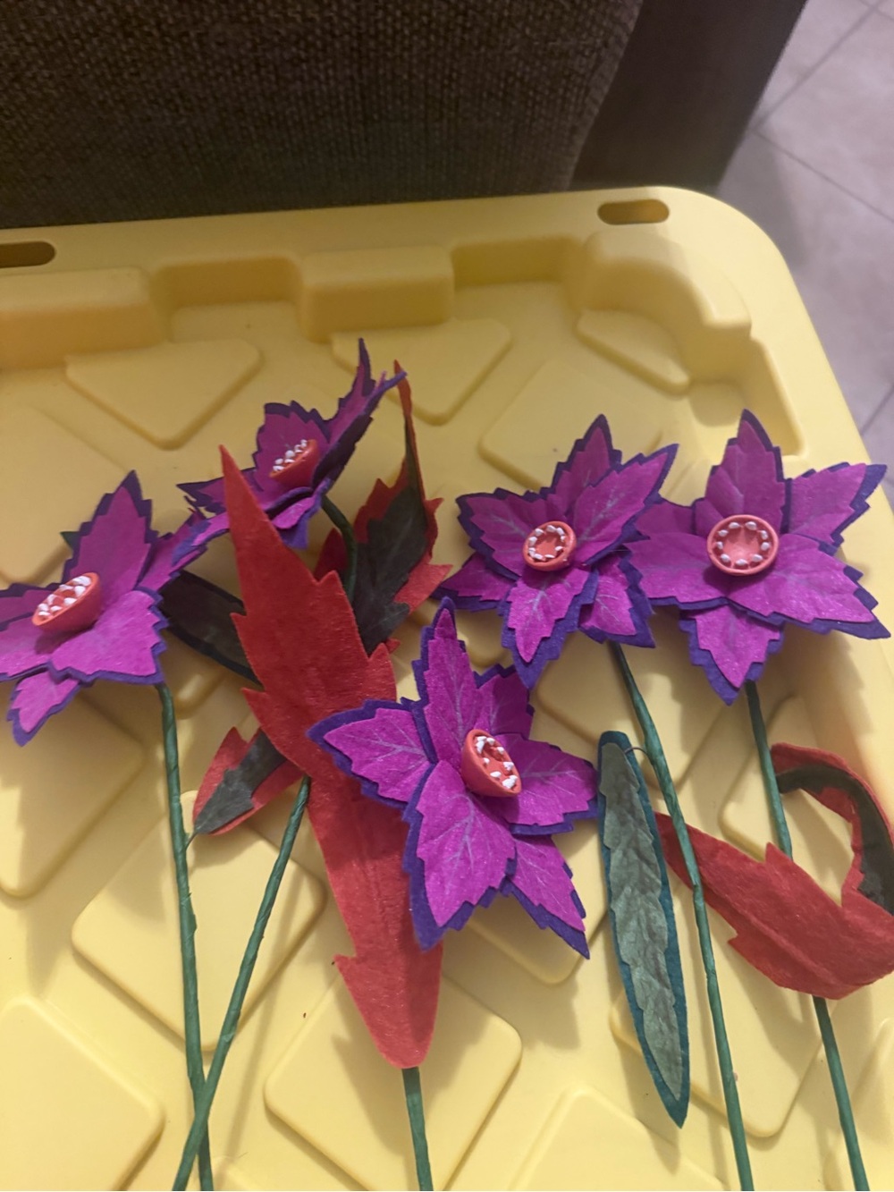 Halloween Fabric Flower Stems-5 stems